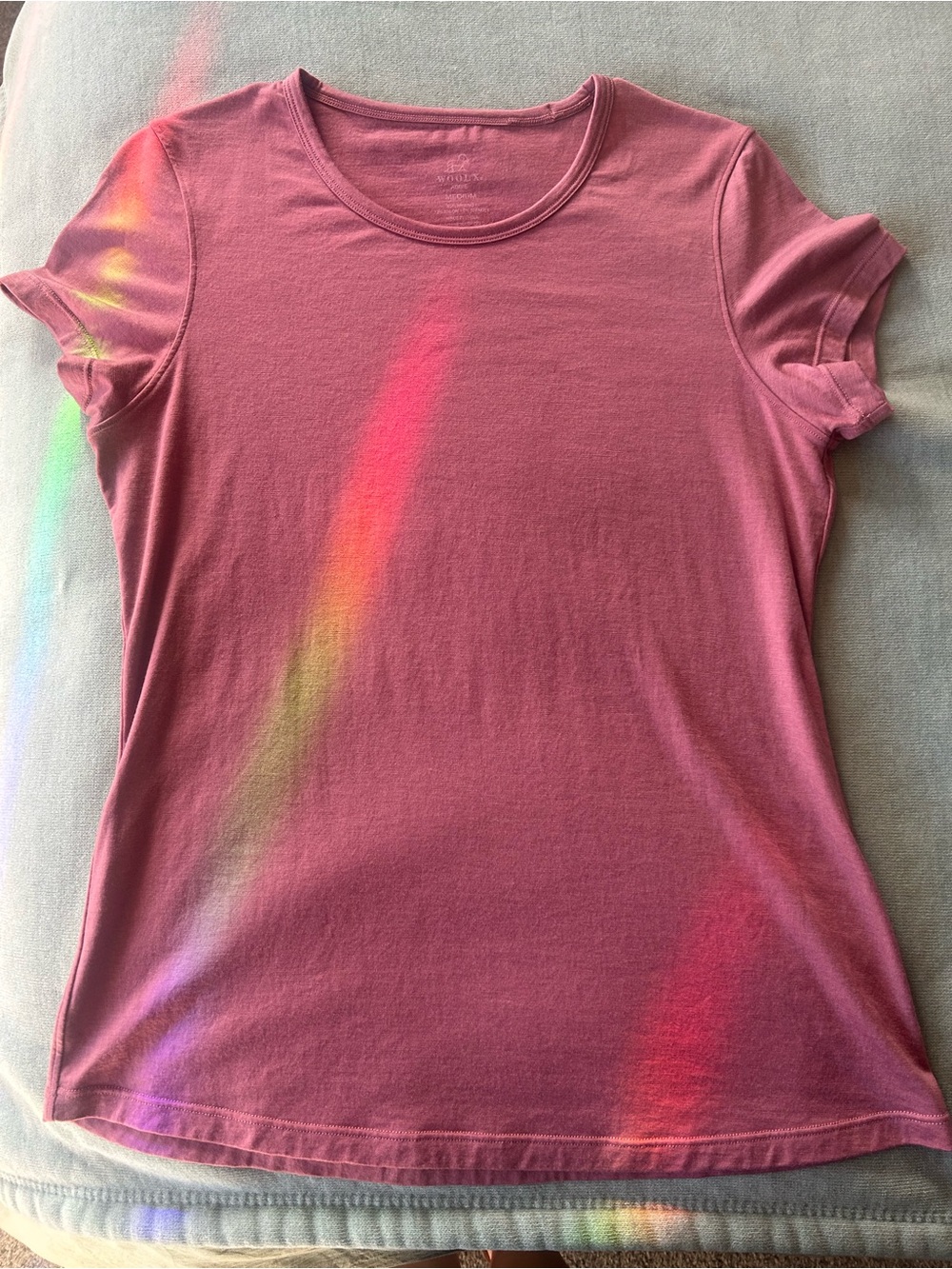 Woolx Women’s Short Sleeve Crewneck Tee in Powdered Rose